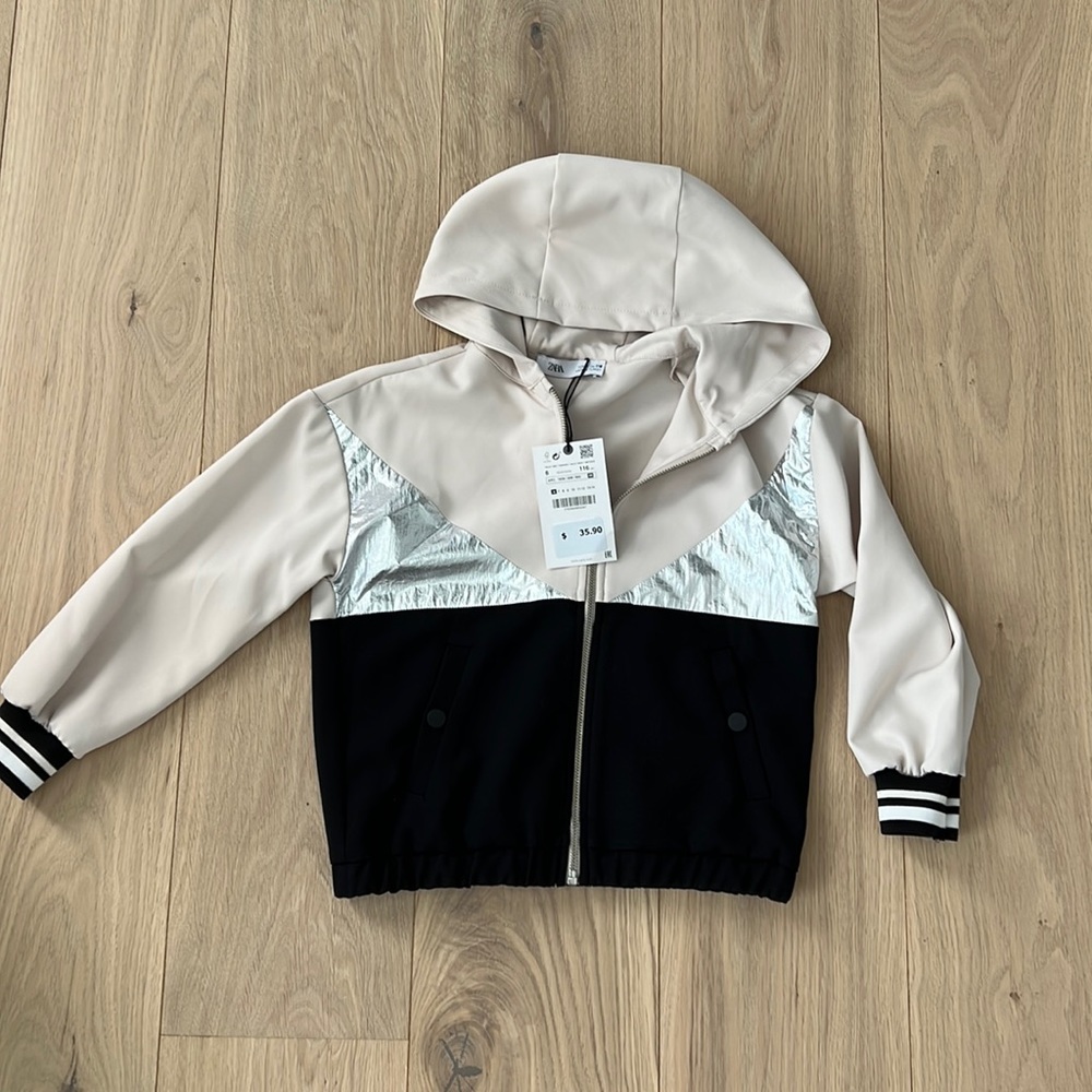 NWT, Girls Bomber Jacket with hood